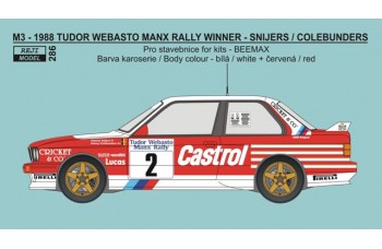 Decal – BMW M3 - 1988 Tudor Webasto Manx Rally winner - Snijers / Colebunders